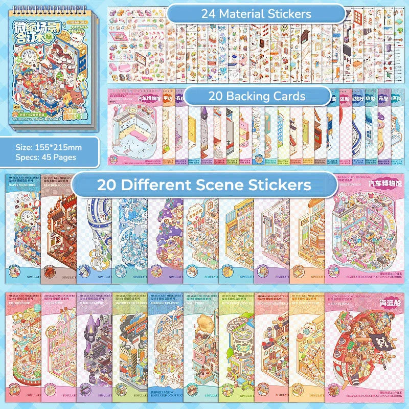 Telado 3.0 scene sticker book contents with sticker pages and backing cards