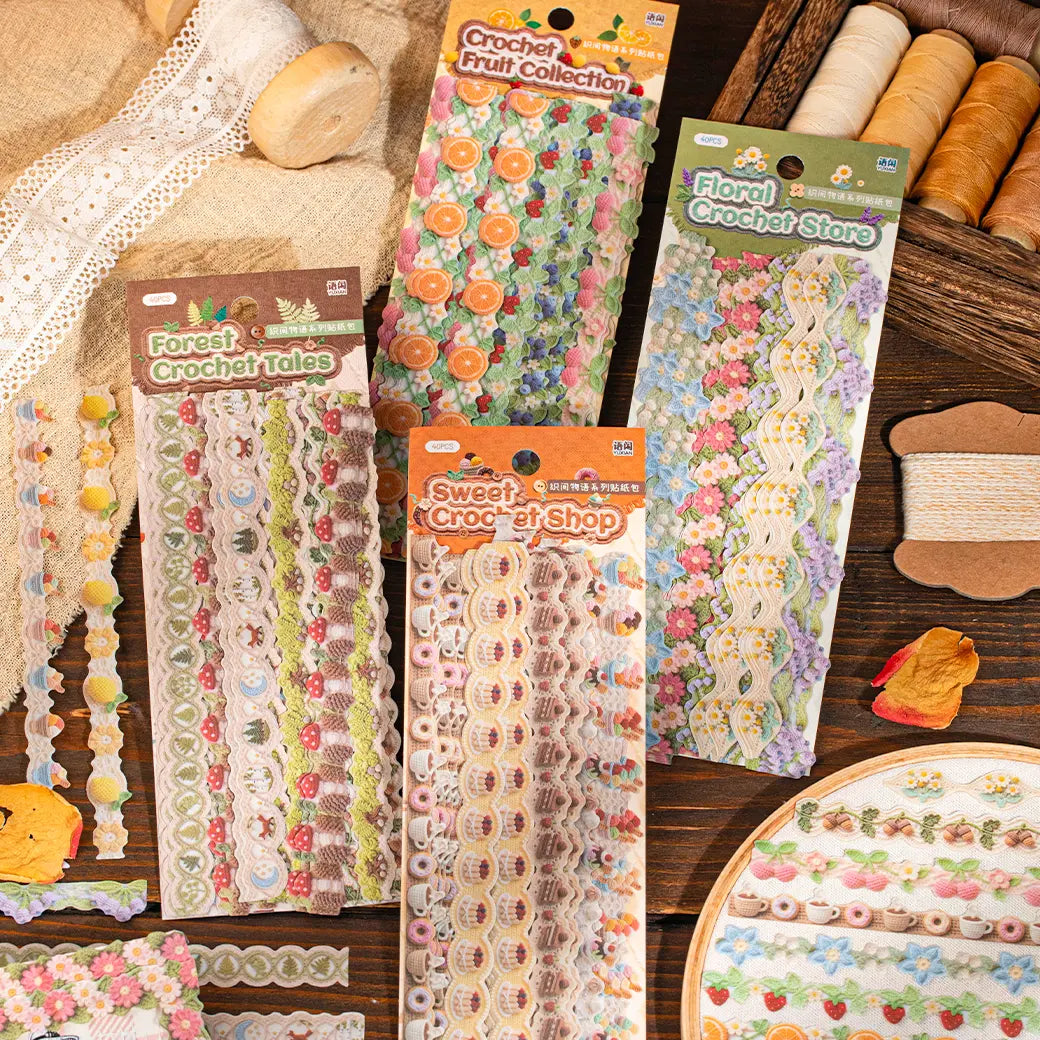 Crochet Border Sticker Set for Journals in the Floral Journal Stickers collection