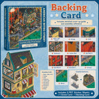 Backing card for American retro street scene sticker kit with numbered assembly guide and placement reference