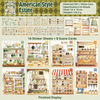 American Style Estate scene sticker kit with 16 sticker sheets and eight finished shop scene cards