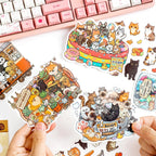 Large animal bucket die-cut stickers with cats, dogs, and cute animal groups