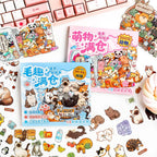 Animal Bucket 3D scene sticker kit set with cat and animal themed sticker packs