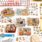 Animal Bucket sticker display with cats, dogs, pandas, bunnies, and animal scene pieces