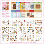 Animal Paradise scene sticker kit contents with animal scene sheets and die-cut PET stickers