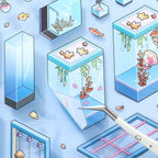 Close-up of a small PET decorative sticker from the Aquarium Story Scene Sticker Kits