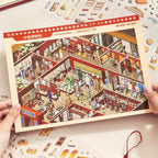 China Pavilion scene card from the Art Museum 3D Scene Sticker Book with museum rooms and visitor details