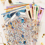 Art Museum 3D Scene Sticker Book contents with scene cards and transparent museum-themed sticker sheets