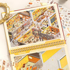 UK Pavilion scene card and guided placement page from the Art Museum 3D Scene Sticker Book
