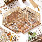 Bakery Shop 3D Scene Sticker Kit finished display with a cozy miniature bakery layout