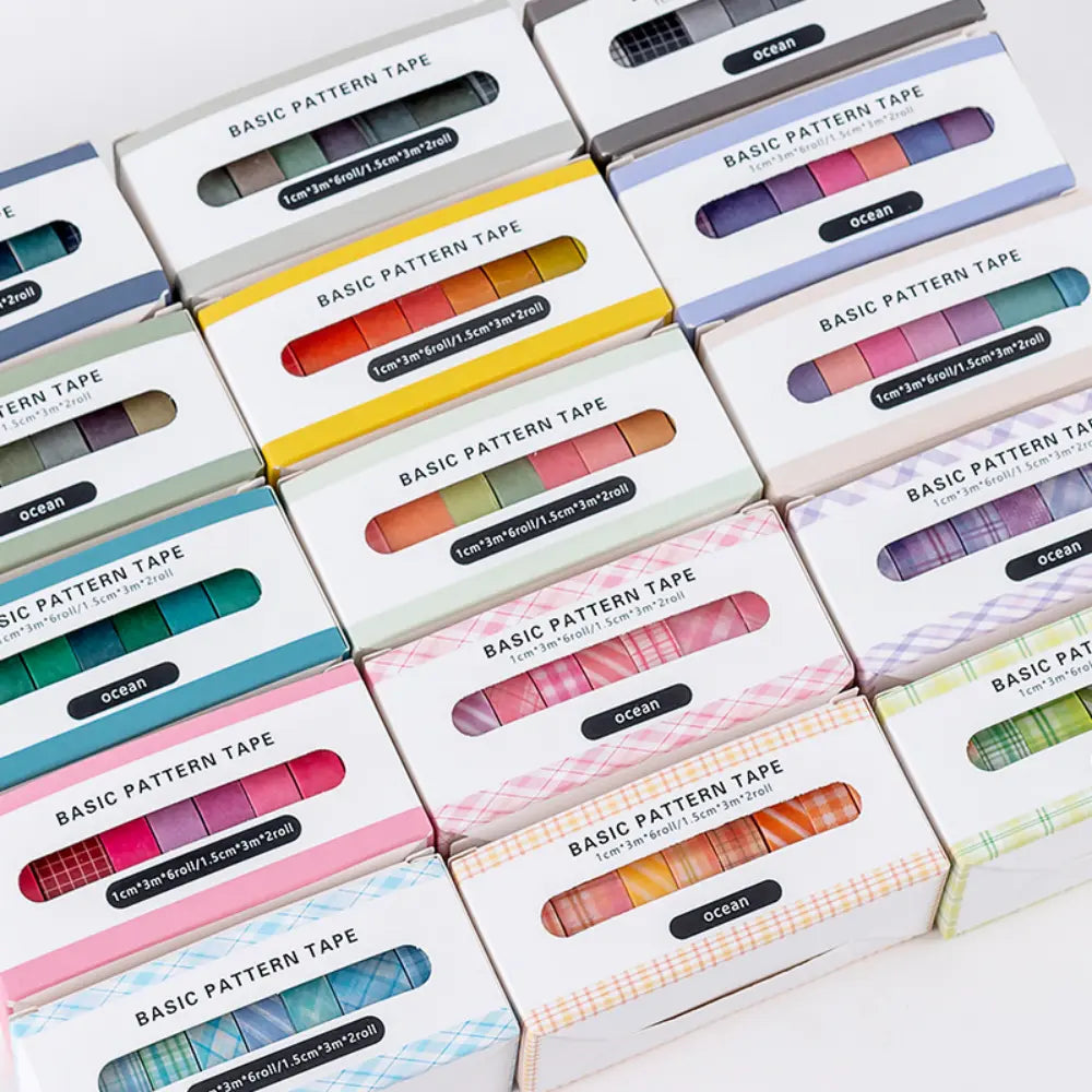 Basic Color & Plaid washi tape set main product image