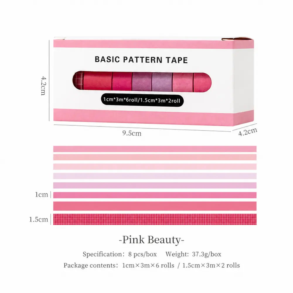 Basic Color & Plaid style 01 washi tape set