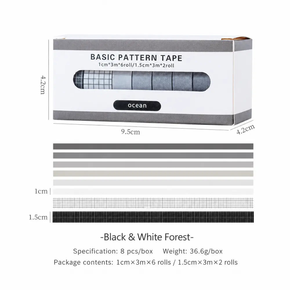 Basic Color & Plaid style 02 washi tape set