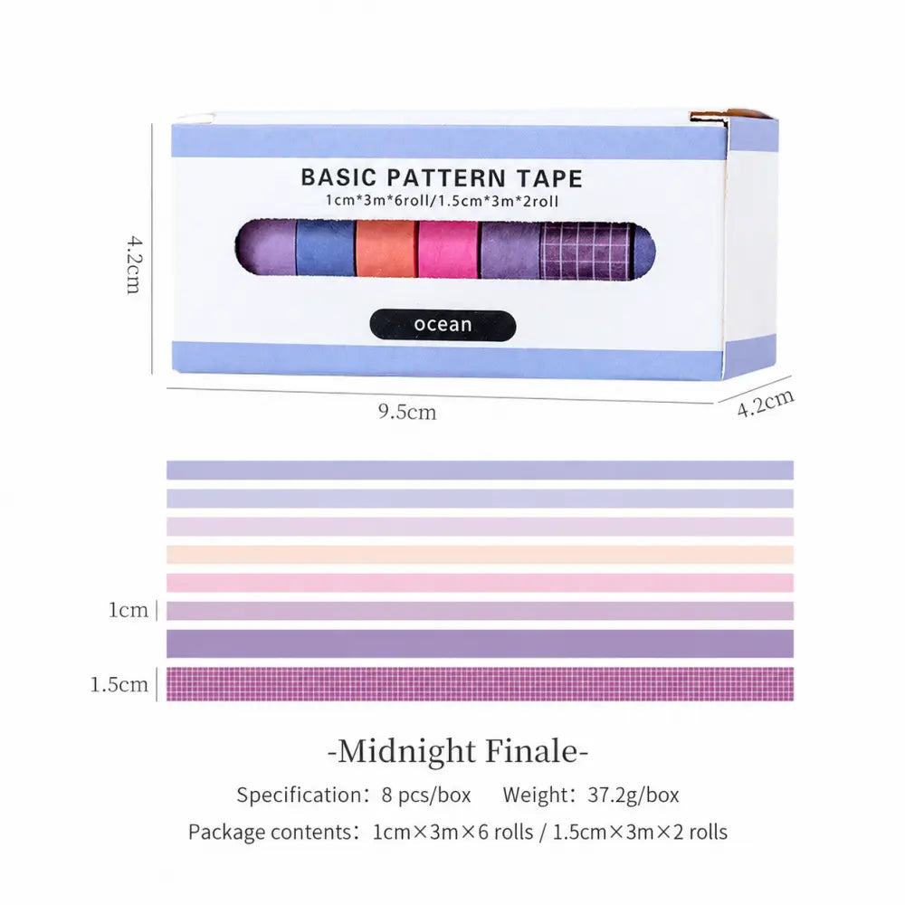 Basic Color & Plaid style 04 washi tape set
