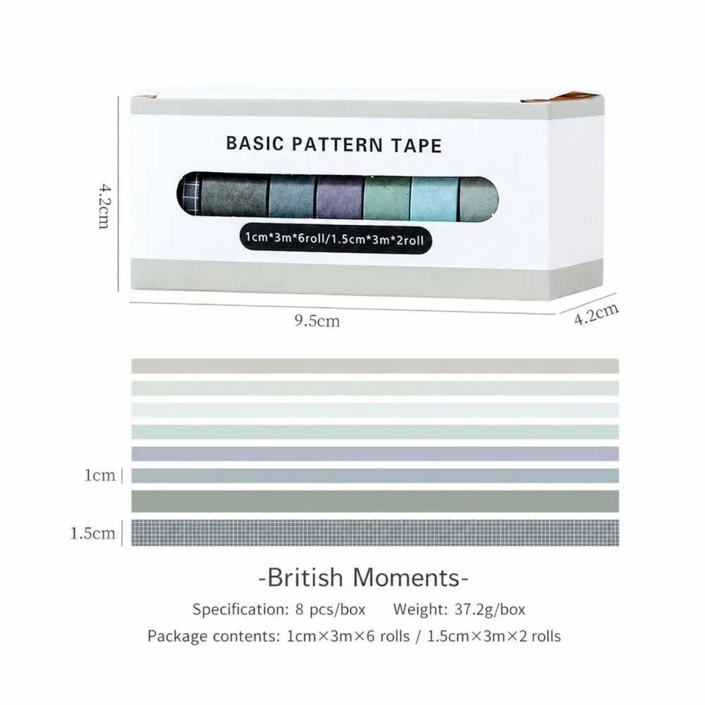 Basic Color & Plaid style 05 washi tape set