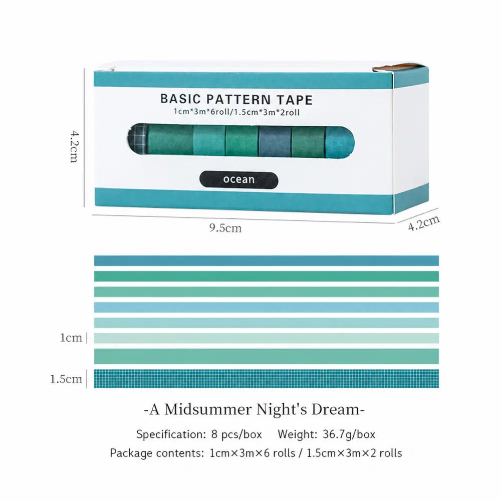 Basic Color & Plaid style 06 washi tape set