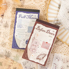 Before Dawn and Full Moon journaling sticker sets displayed with vintage celestial sticker sheets