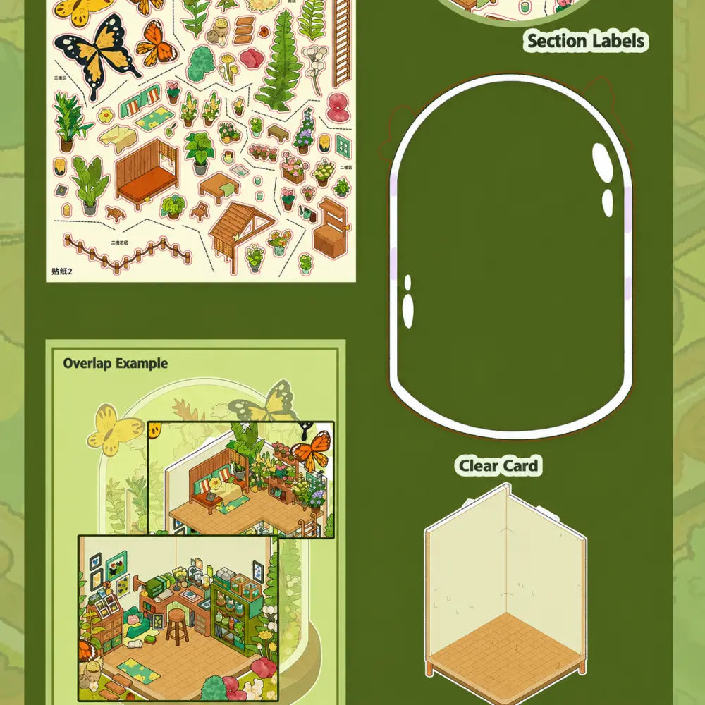 BibiDuck 1.0 3D scene sticker kit close-up with scene-building details