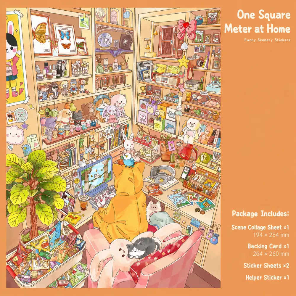 BibiDuck 1.0 3D scene sticker kit set contents with scene cards and sticker sheets