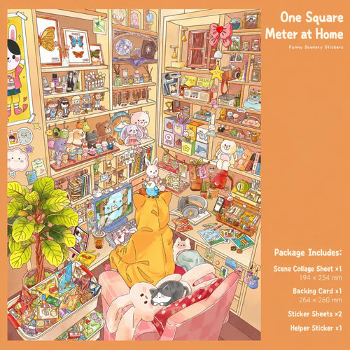 BibiDuck 1.0 3D scene sticker kit set contents with scene cards and sticker sheets