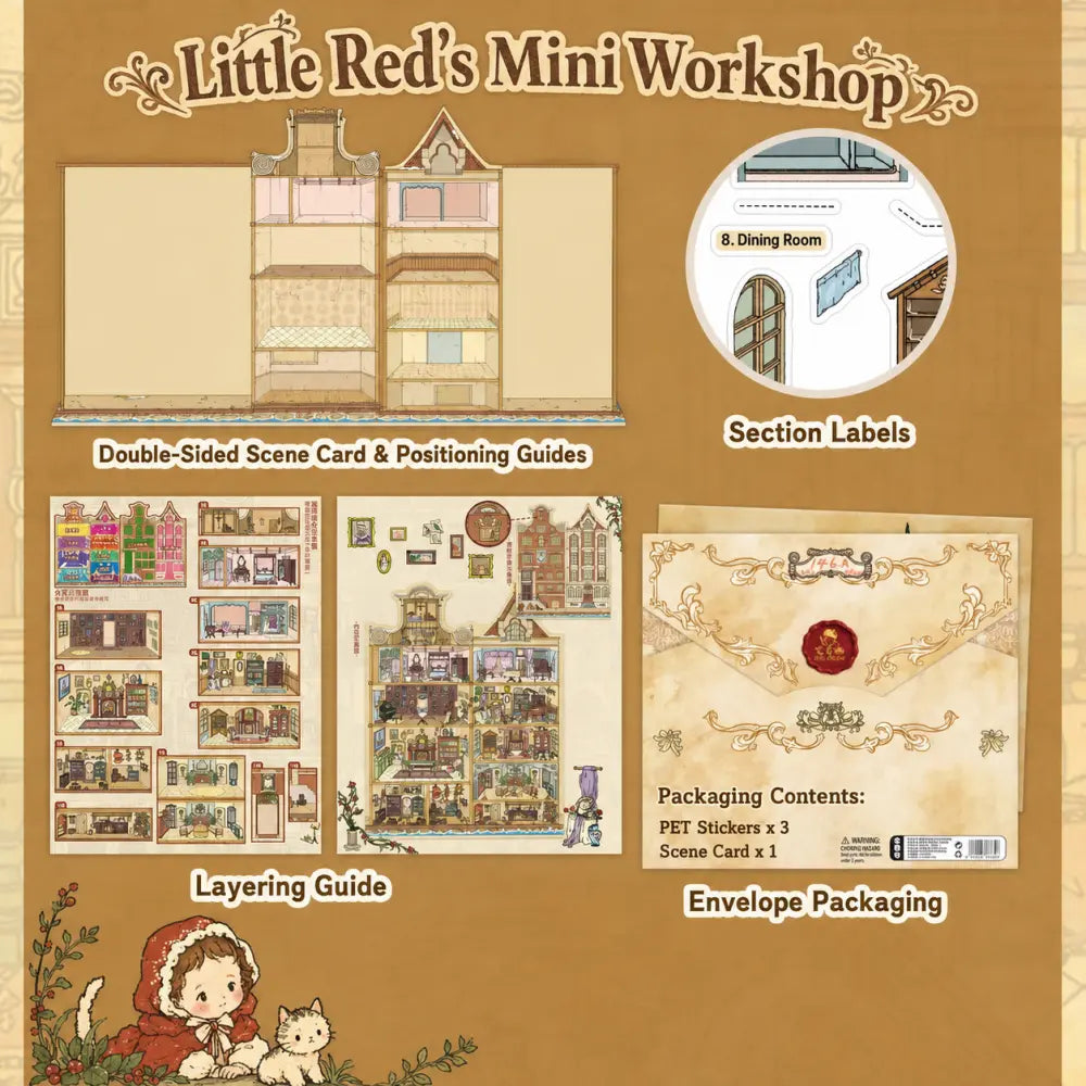 BibiDuck 4.0 3D scene sticker kit detail with miniature scene-building pieces