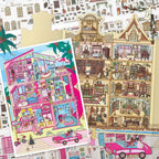 BibiDuck 4.0 3D scene sticker kit set overview with miniature room and scene designs