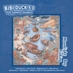 BibiDuck 5.0 3D scene sticker kit contents with scene cards and sticker sheets