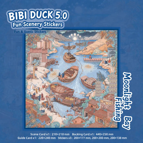 BibiDuck 5.0 3D scene sticker kit contents with scene cards and sticker sheets