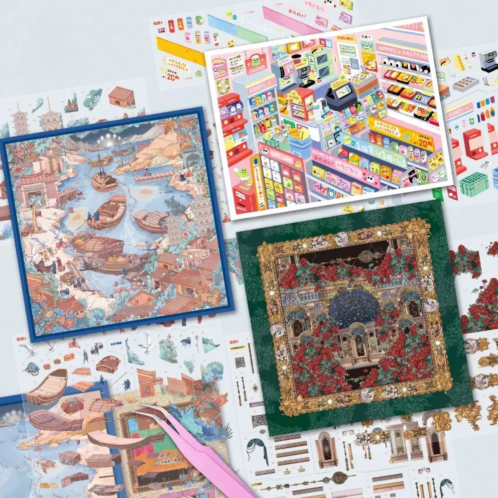 BibiDuck 5.0 3D scene sticker kit set overview with miniature scene designs