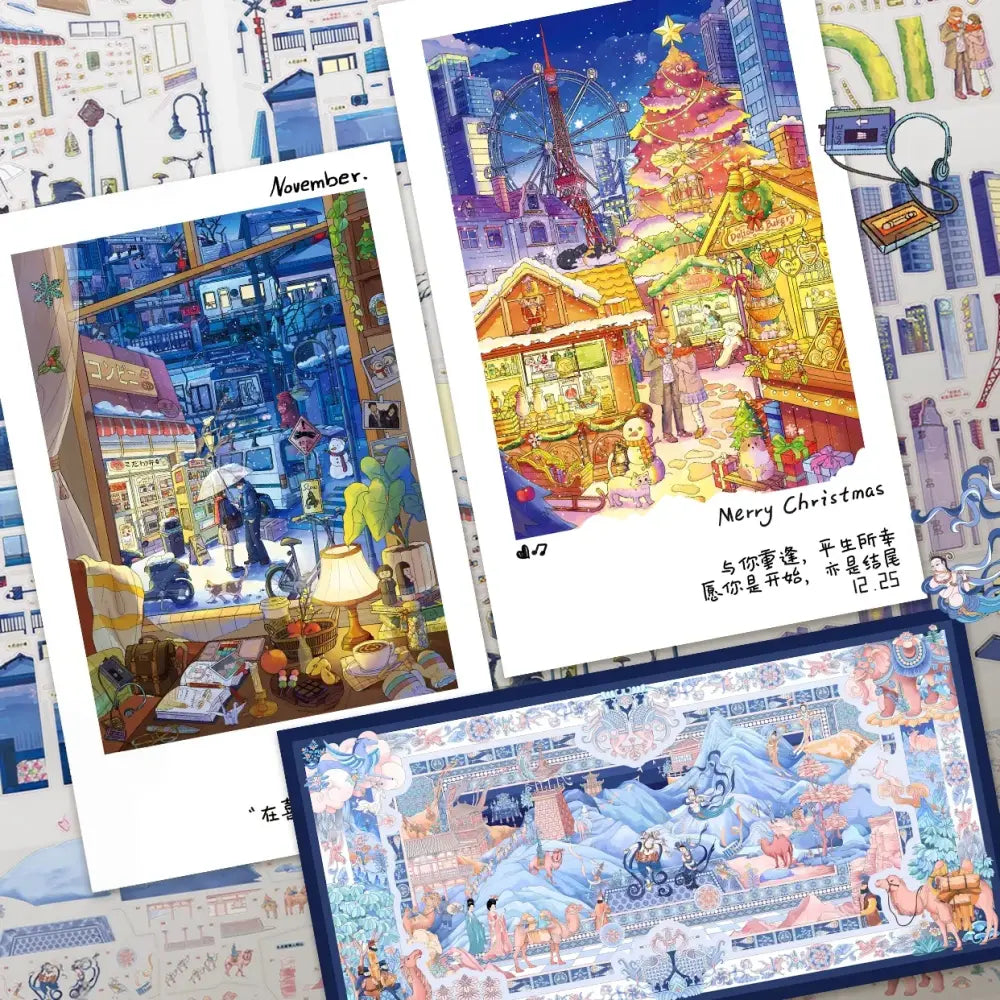 BibiDuck 6.0 3D scene sticker kit set overview with miniature scene designs