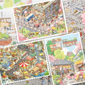 BibiDuck 7.0 retro room 3D scene sticker kit set overview with coffee house, computer room, afternoon tea, and suitcase scenes