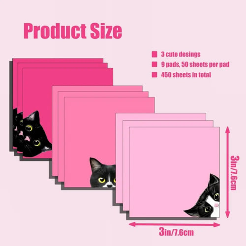Black Cat sticky notes color assortment with multiple animal corner designs for planner organization.
