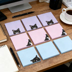 Black Cat sticky notes packaging view with assorted animal memo pads for desk notes and journals.