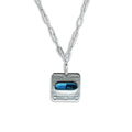 Y3K blue capsule NFC silver necklace on white background