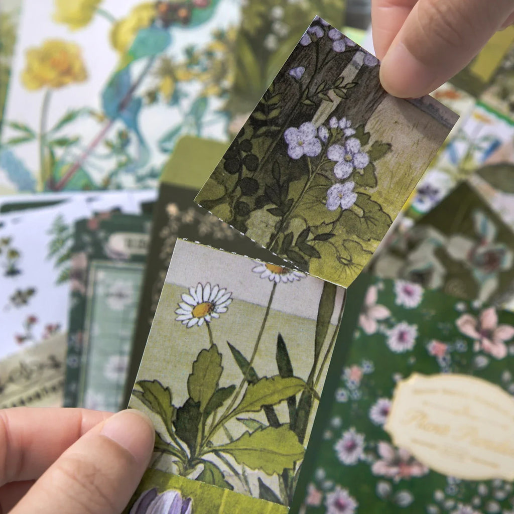 Botanical Haven Junk Journal Kit gallery image 6 showing botanical papers, leafy stickers, and nature-inspired ephemera for junk journaling and scrapbooking