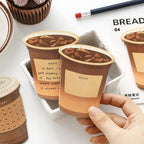 Bread and Coffee sticky notes assortment showing six bakery and cafe themed memo pad styles.