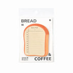 Bread and Coffee sticky notes detail showing bakery and coffee shaped pages for creative planning and labels.