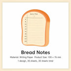 Bread Notes Bread and Coffee sticky notes with rounded bread note page for journals and planners.