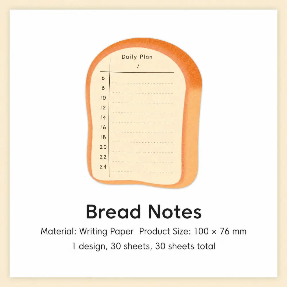 Bread Notes Bread and Coffee sticky notes with rounded bread note page for journals and planners.