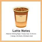Latte Notes Bread and Coffee sticky notes with latte cup design for planner notes and labels.