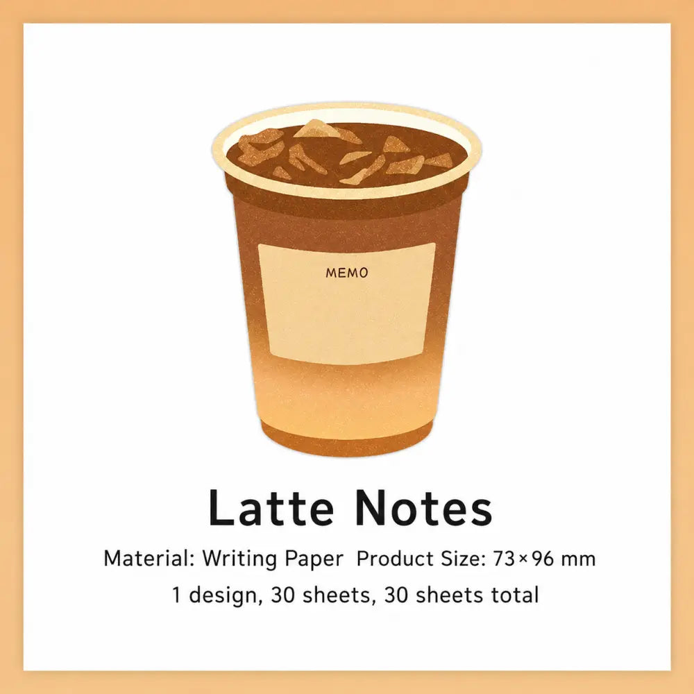 Latte Notes Bread and Coffee sticky notes with latte cup design for planner notes and labels.