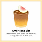 Americano List Bread and Coffee sticky notes with layered coffee design for task lists.