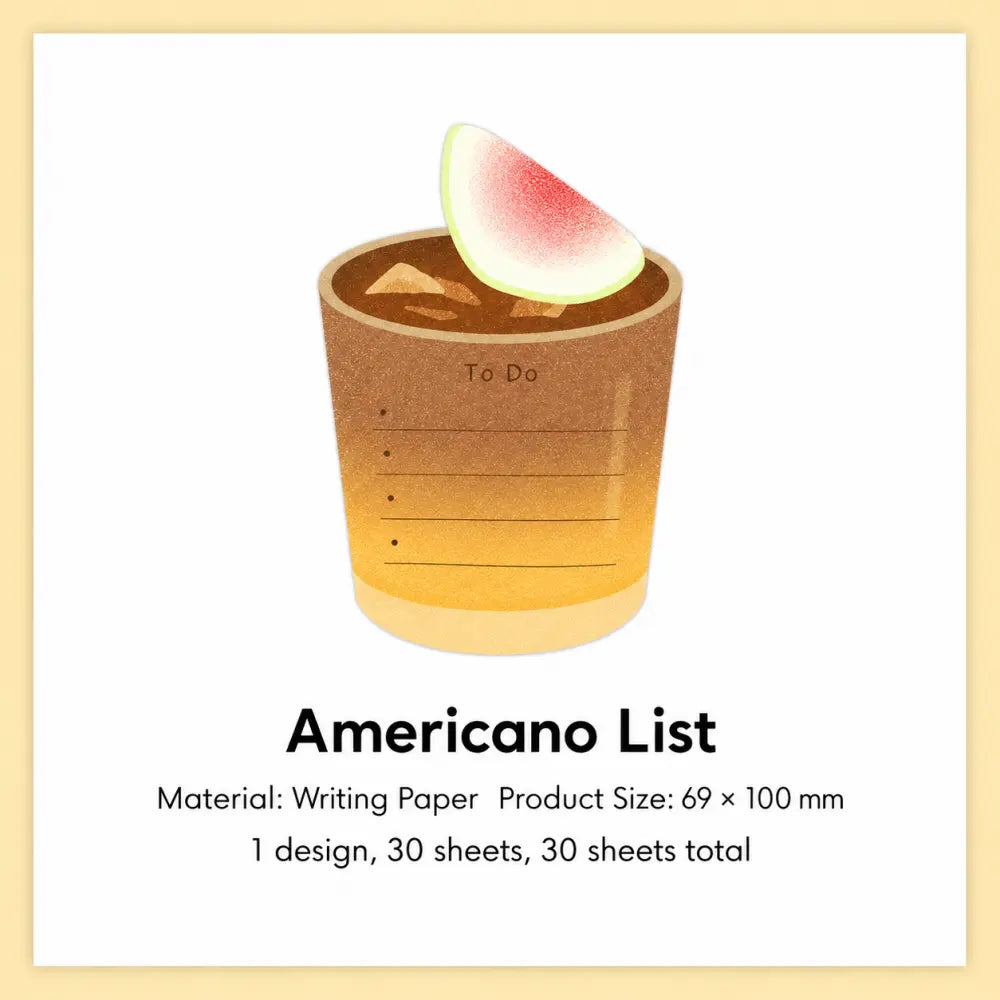 Americano List Bread and Coffee sticky notes with layered coffee design for task lists.