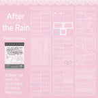 After the Rain style preview from the Breathing Space Journaling Sticker Set with pink lace patterns, frames, bows, and decorative accents