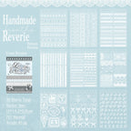 Lace Fantasy style preview from the Breathing Space Journaling Sticker Set with white lace borders, bows, frames, and vintage decorative patterns