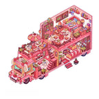 Finished brown food truck 3D-look scene sticker with a warm kitchen-style interior and cute food-themed details