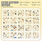 Cute Kitten Notes sticker sheet preview from the Cat Diary Journaling Sticker Set