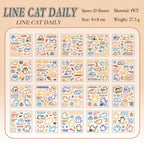 Line Cat Daily sticker sheet preview from the Cat Diary Journaling Sticker Set