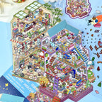 Childhood Time and Villa Move-In 3D-look scene sticker kits displayed together on a blue background