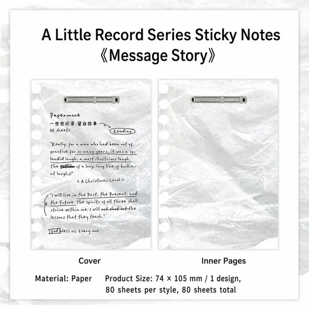Message Story Clipboard Planner memo pad style with monochrome note pages for creative writing.