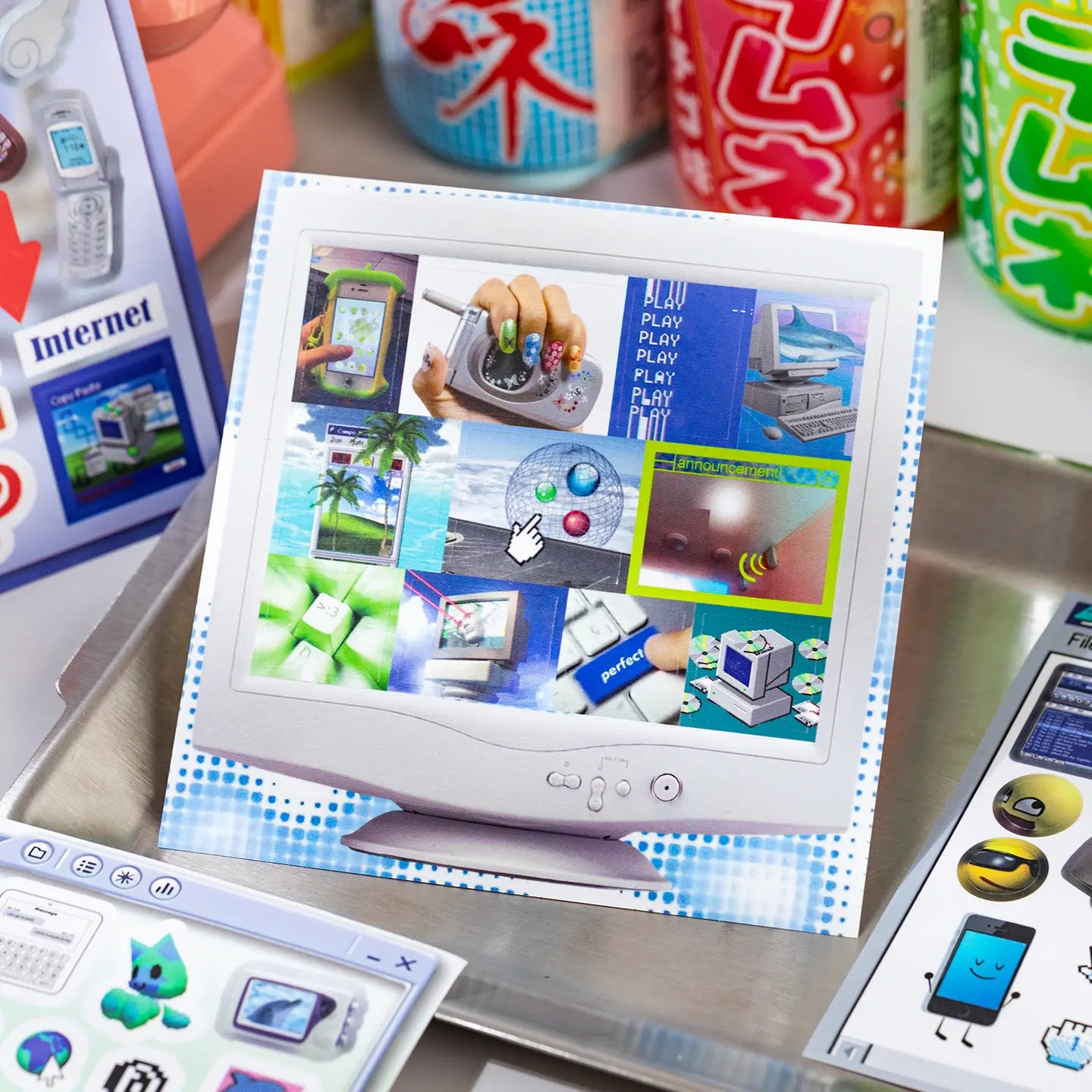 Close-up of a computer screen themed sticker sheet from the Colorful Electronic Journaling Sticker Book